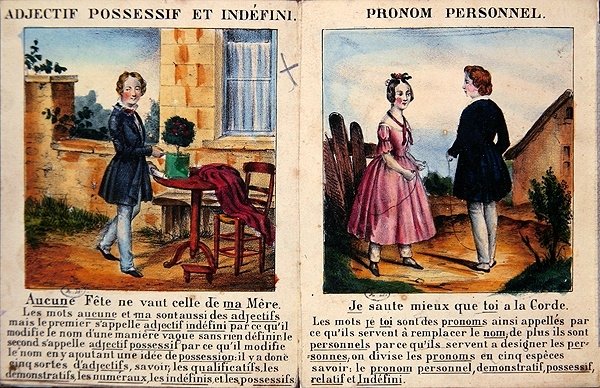 Çocuklar için gramer kitabı. c.1850 (renkli taş) by French School