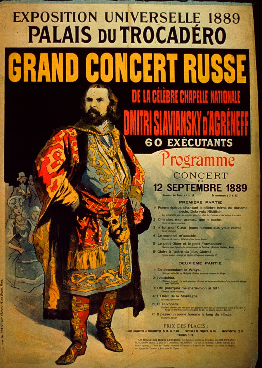 Büyük Konser Russe Programı, 1889 by French School