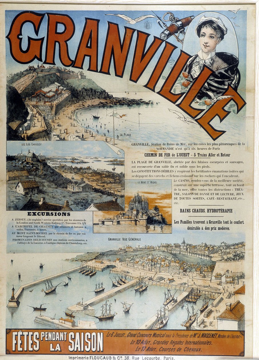 Granville - Batı Demiryolu Reklam Afişi, 19. yüzyıl sonu by French School
