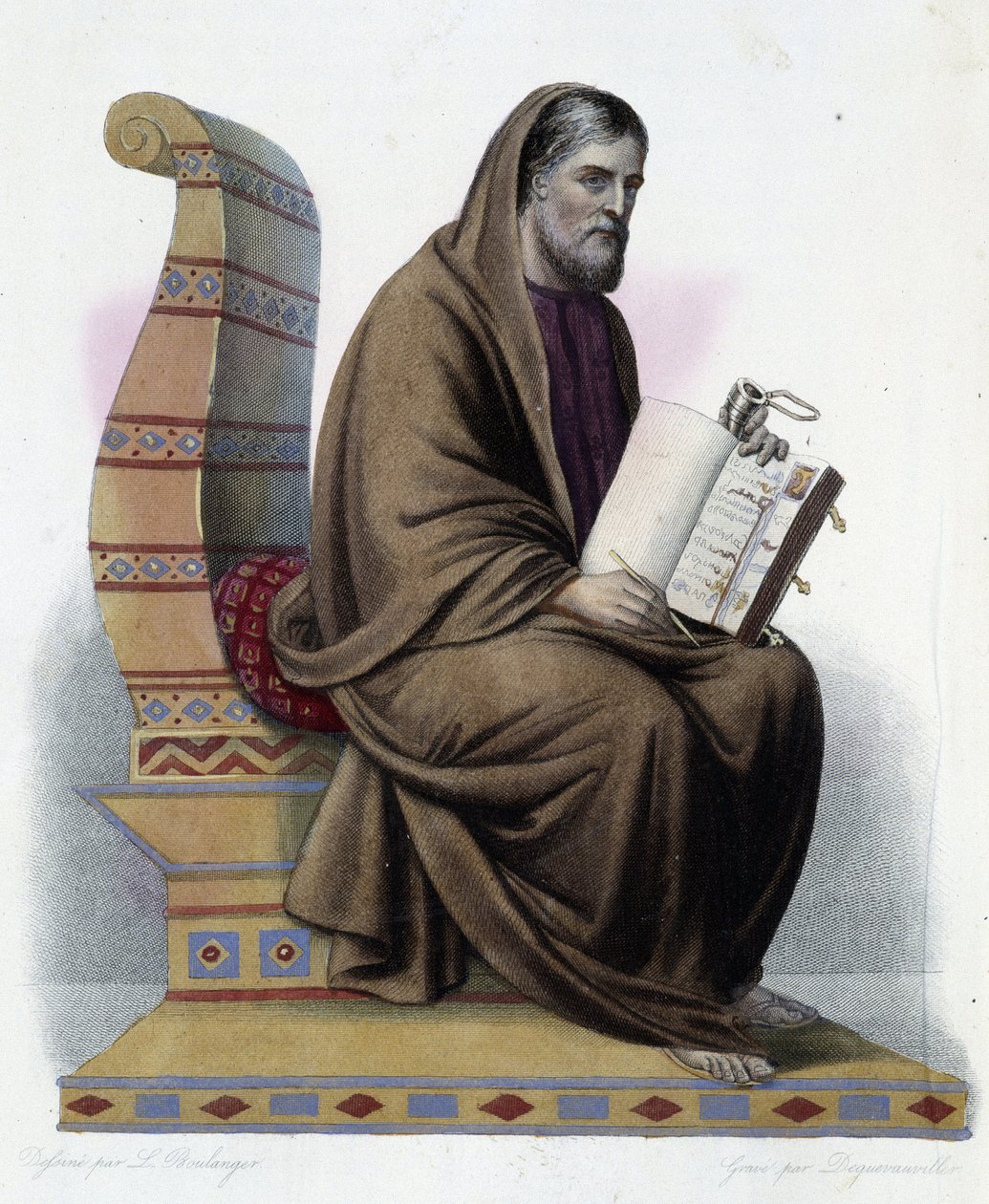 Gregoire de Tours (538-594) Tours piskoposu ve kilise tarihçisi - “Le Plutarque francais”, Mennechet, Paris by French School
