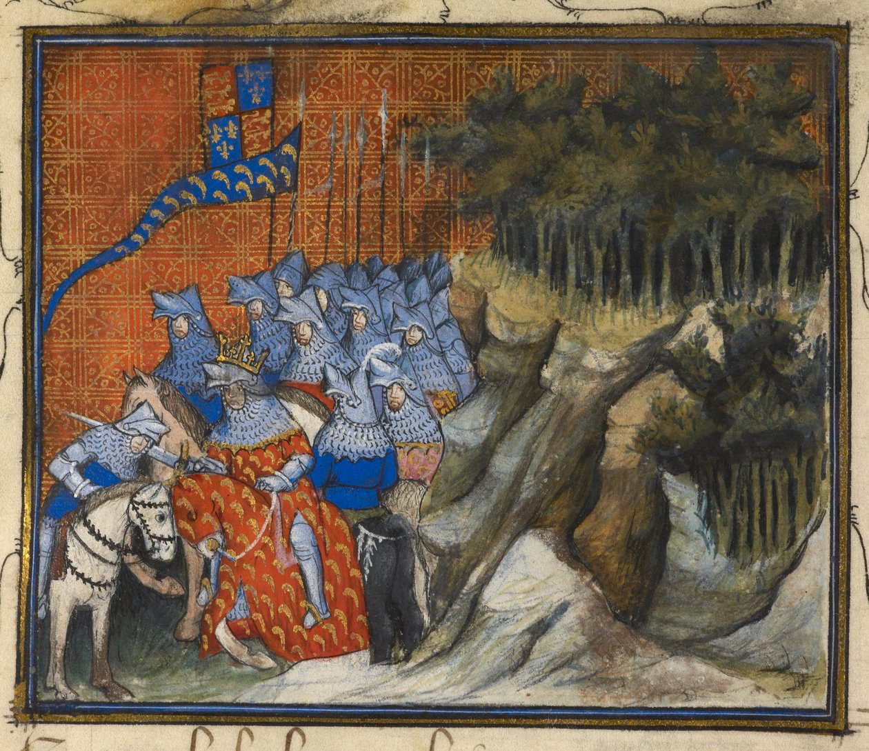 Harley 1319 f. 5, Kral II. Richard, İrlanda kampanyası sırasında Monmouth