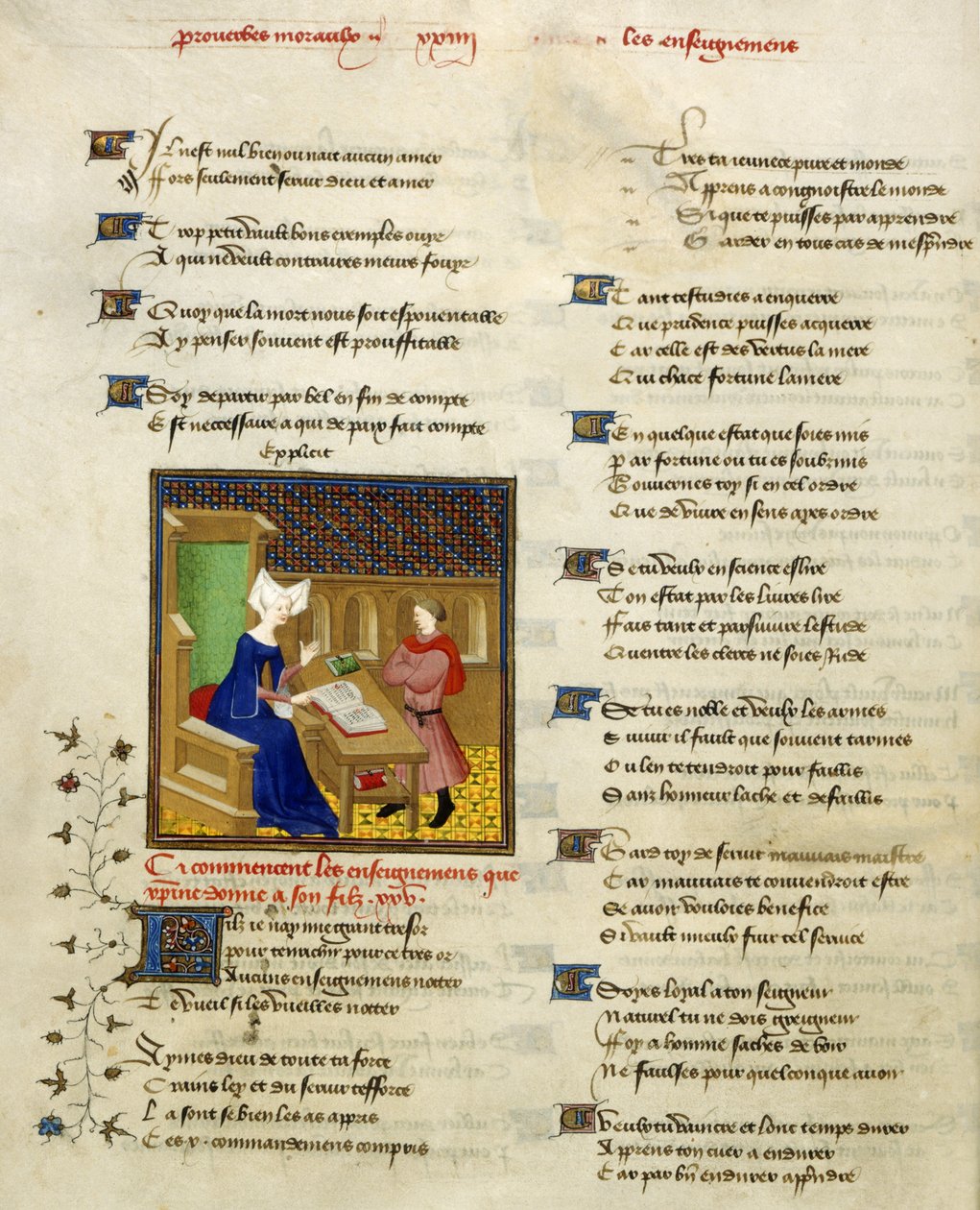 Harley 4431, f.261v Christine de Pisan ve oğlu, 