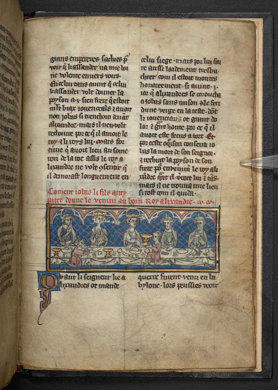 Harley 4979, f.78 Alexander, bir ziyafet sırasında Jobas