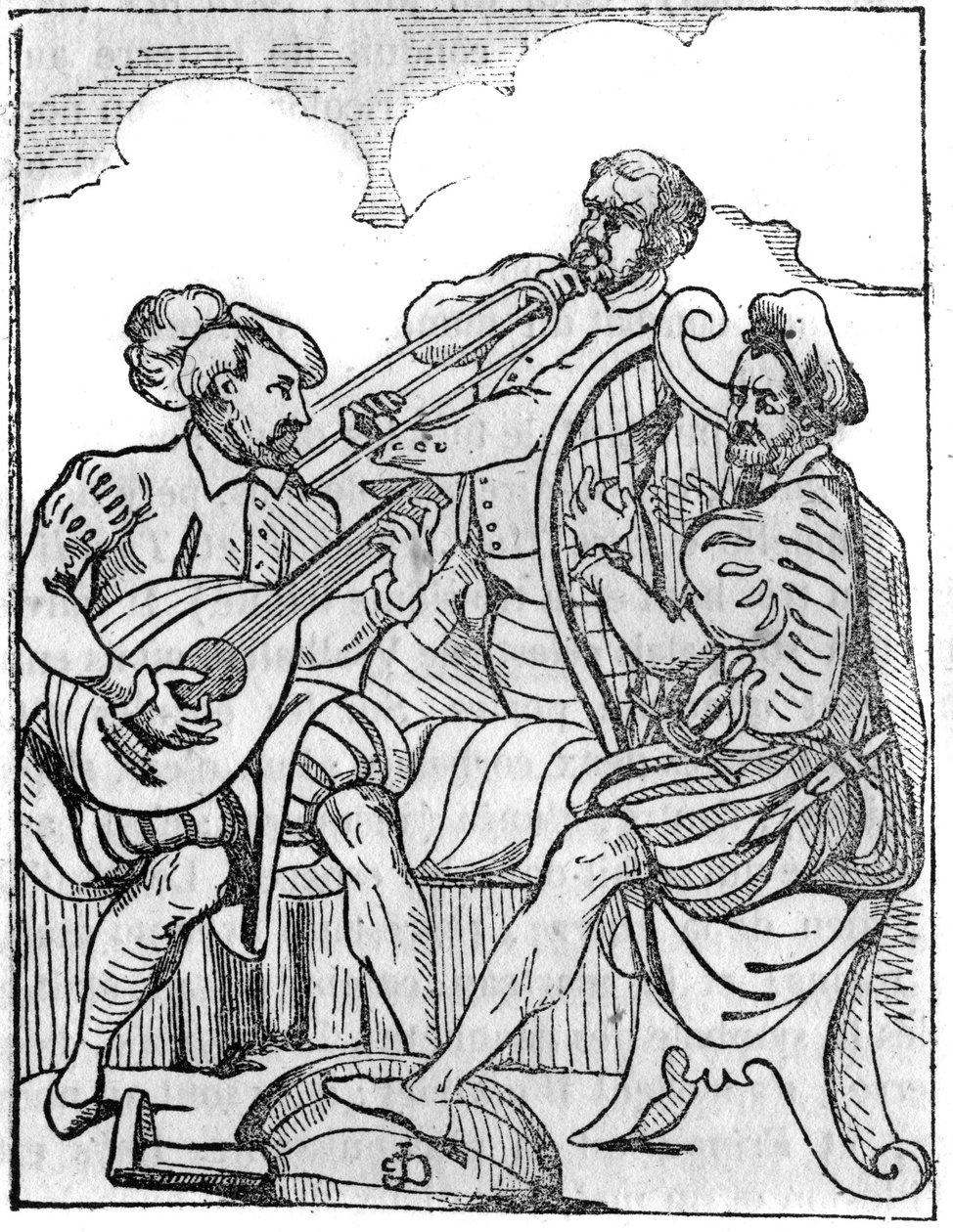 16. yüzyılda arp ve lavta oyuncuları (Cythara ve Testudo). “” Pitoresk mağaza” da” 1836 by French School