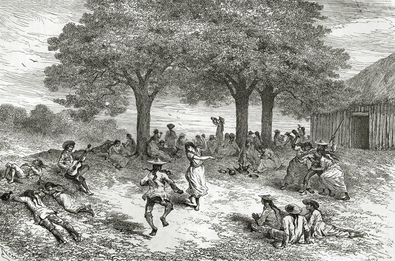 Coca Hasadı, Peru, Le Tour du Monde dergisinden bir illüstrasyon, 1877 by French School