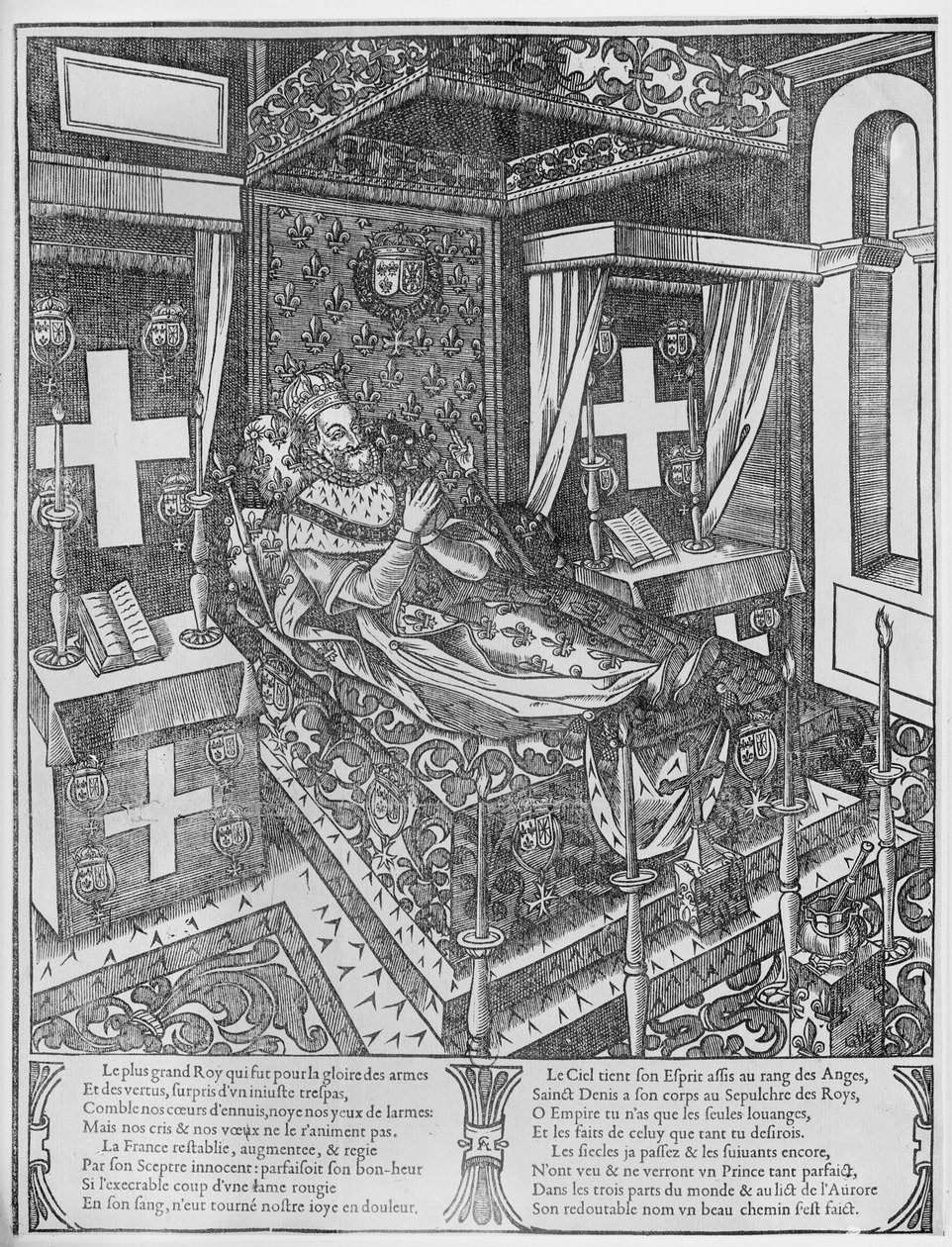 Henri IV (1553-1610) ölüm döşeğinde, 1610 by French School