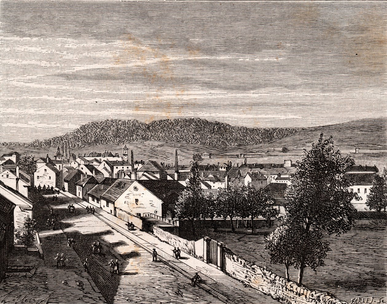 Hericourt - - Saone-et-Loire bölümü - VA Malt-Brown tarafından “La France illustree: coğrafya, tarih, istatistiksel yönetim” üzerine gravür. 1884 by French School