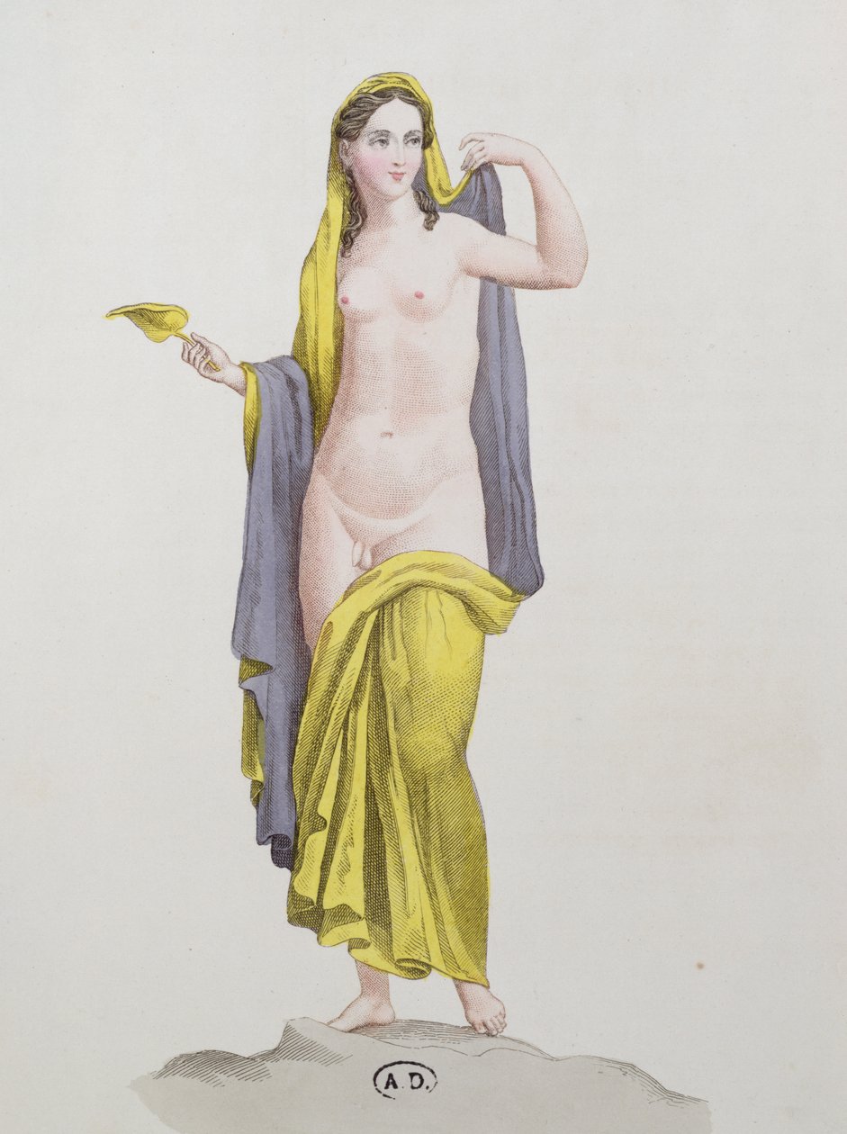 Hermafrodit, bir Pompei freskinden, 1800 dolayları by French School