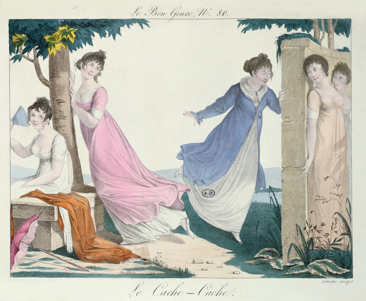 Saklambaç, Le Bon Genre'den bir illüstrasyon, 19. yüzyılın başlarında by French School