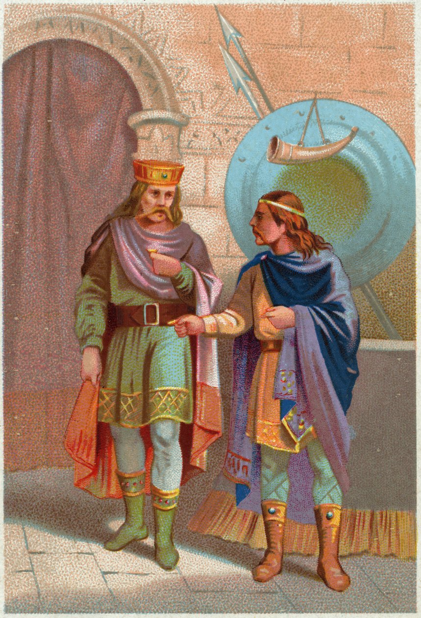 Tarih. Fransa. I. Childeric, Merovenj kralı, Franklar tarafından kovuldu. Görüntüler, Fransa, c.1900 (baskı) by French School