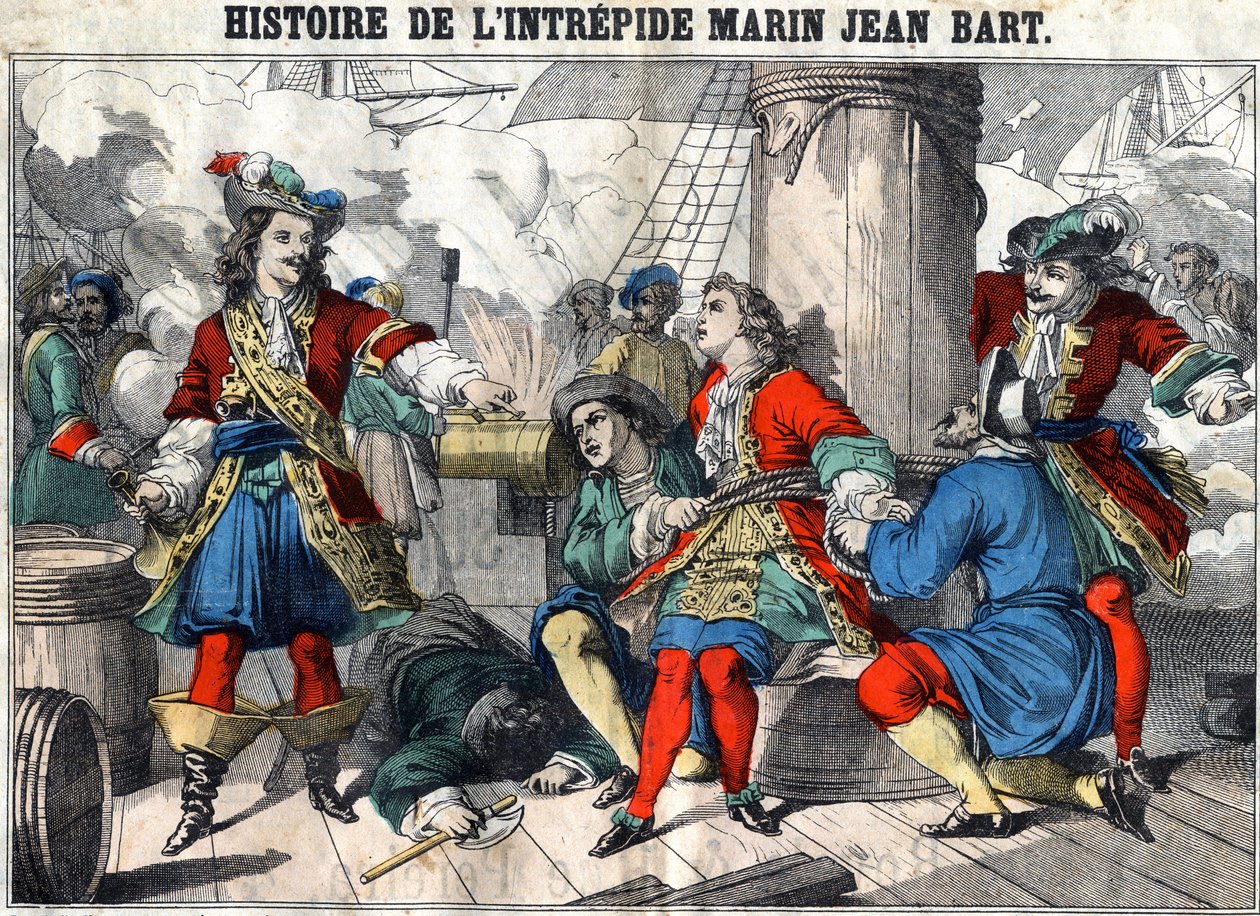 Cesur denizci Jean Bart Jean Bart'ın (1650 - 1702) tarihi, Fransız korsan. 19. yüzyılın sonundan epinal görüntüleme. by French School