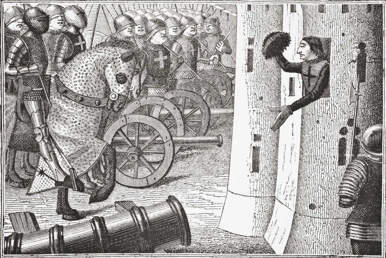 Nasıl Jean Duc d'Alancon, 15. yüzyıl el yazması Vigiles de Charles VII'den bir minyatürden sonra, Paul Lacroix pub'ın Orta Çağ Bilim ve Edebiyatından. Londra 1878 by French School
