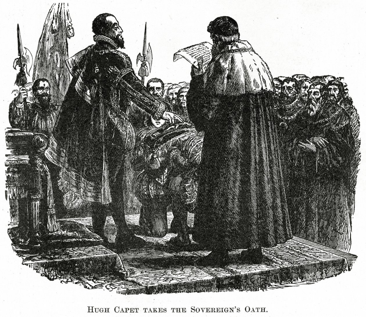 Hugh Capet yemin ediyor, 1882 dolayları (ahşap gravür) by French School