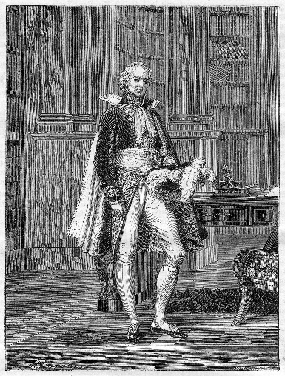 Hugues Bernard Maret (1763-1839), Bassano Dükü, Fransız politikacı (1807) - “Konsolosluk tarihini izleyen imparatorluk tarihi” içinde, Adolphe Thiers -1879 - özel koleksiyon by French School