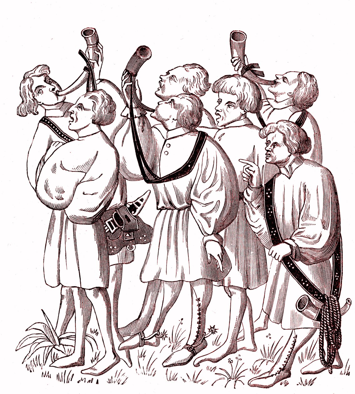 Av kornası çalanları (15. yüzyıl) - Gaston Phebus'un (1331-1391) el yazmasından bir minyatürün Simile Koleji by French School