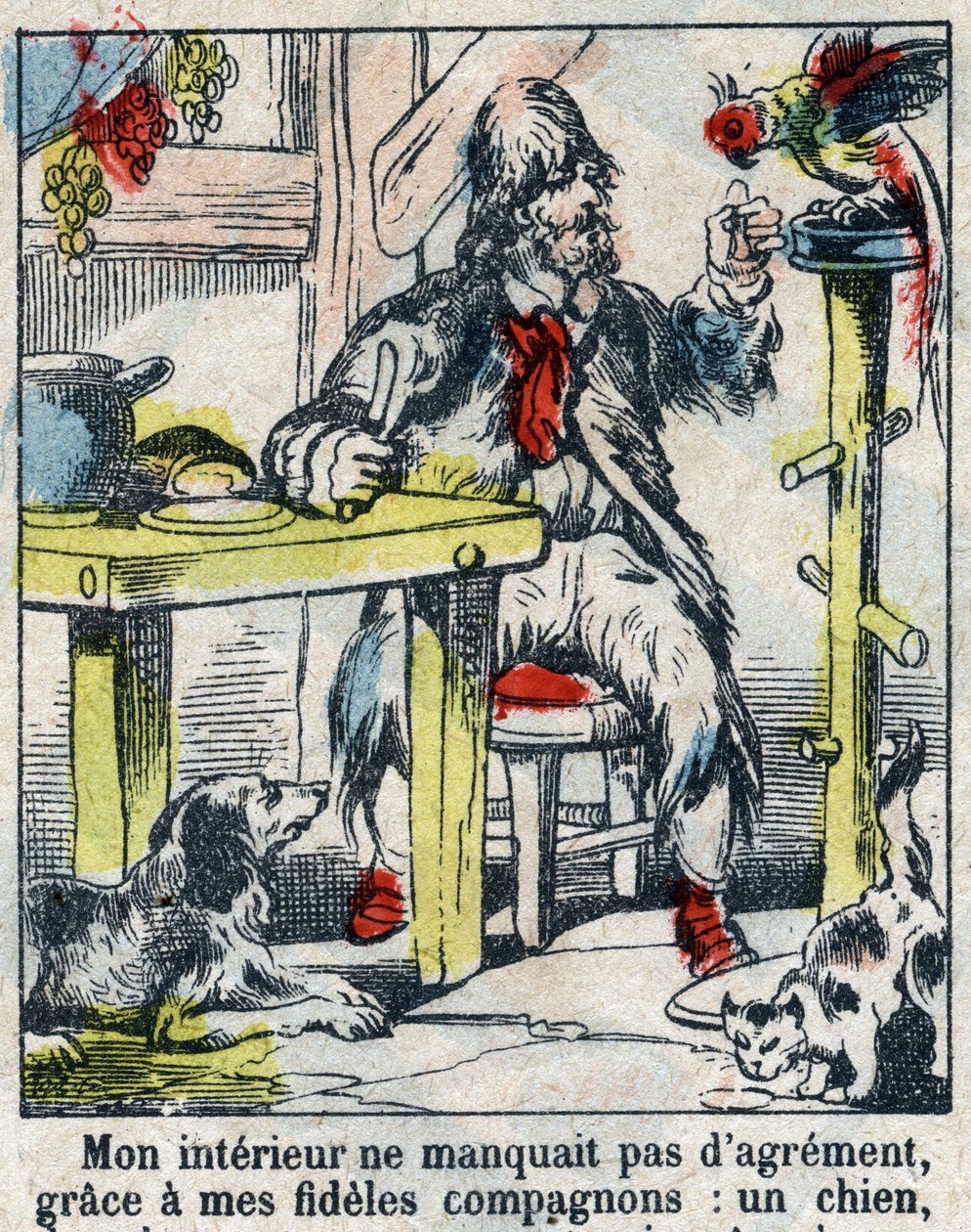 Daniel Defoe (De foe) Kitabı için İllüstrasyon “” Robinson Crusoe””. 19. yüzyılın sonundan epinal görüntüleme. by French School