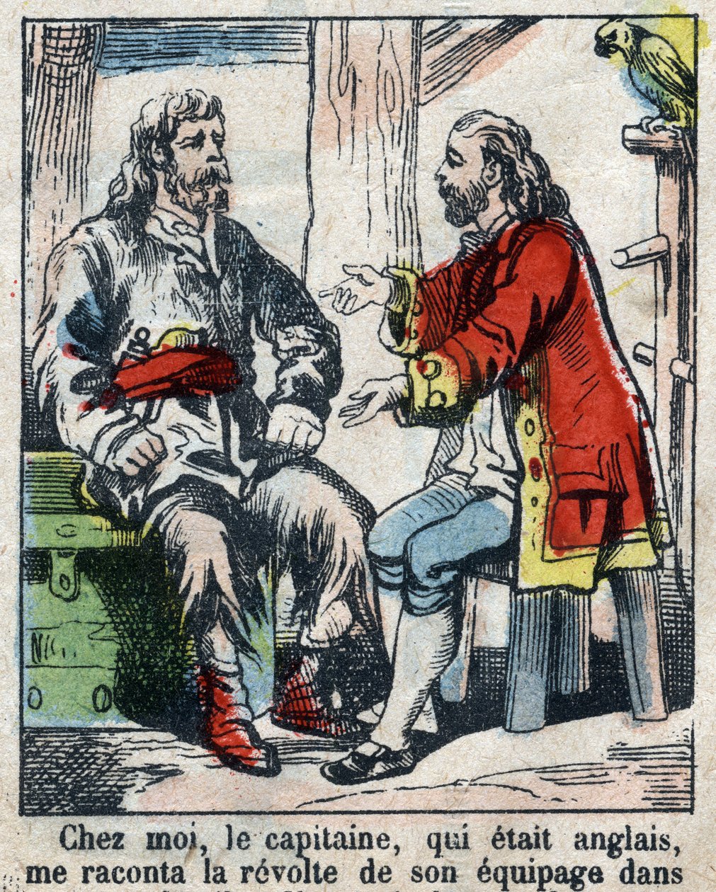 Daniel Defoe (De foe) Kitabı için İllüstrasyon “” Robinson Crusoe””. 19. yüzyılın sonundan epinal görüntüleme. by French School