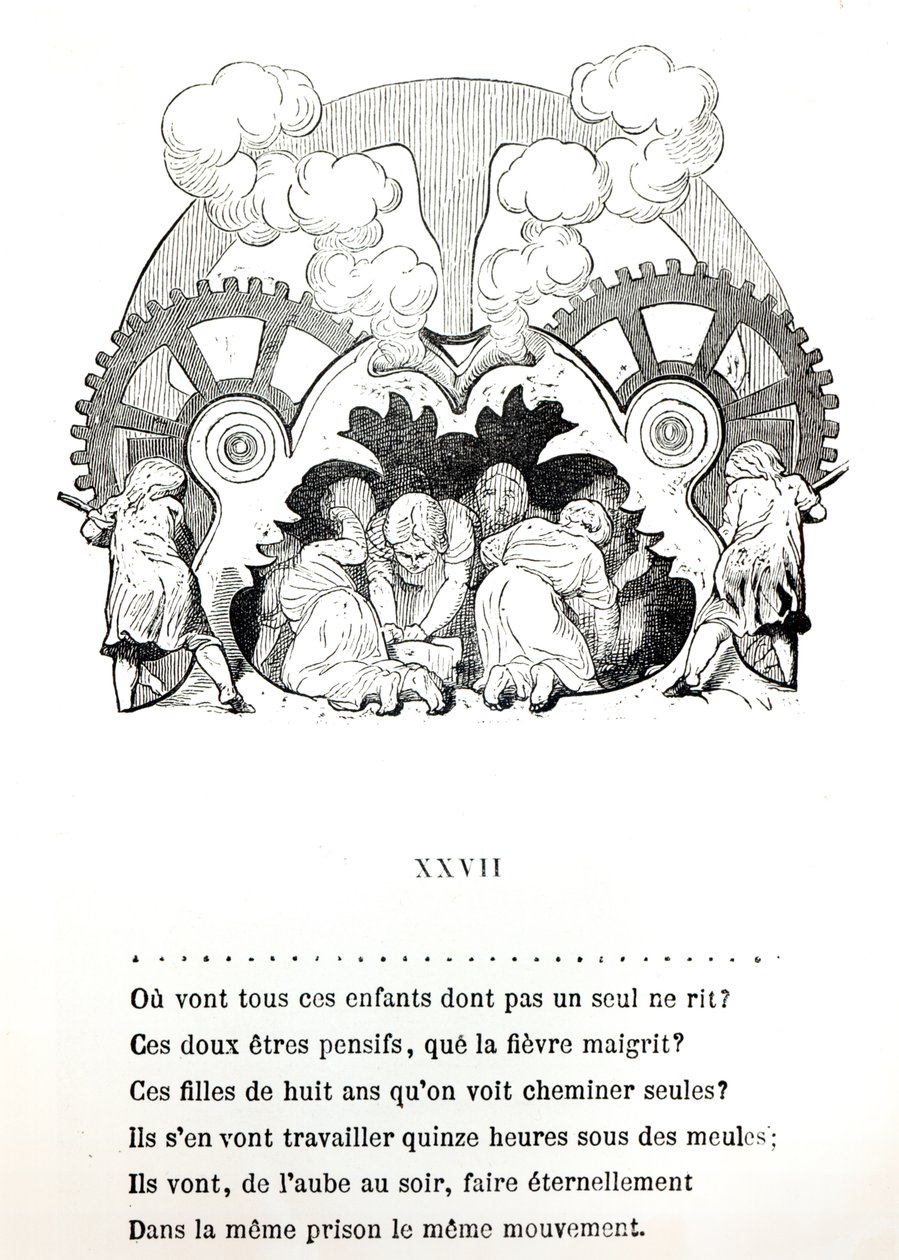 Hetzel tarafından yayınlanan Victor Hugo (1802-85) c.1880 tarafından çocuk işçiliği üzerine bir şiir için illüstrasyon by French School