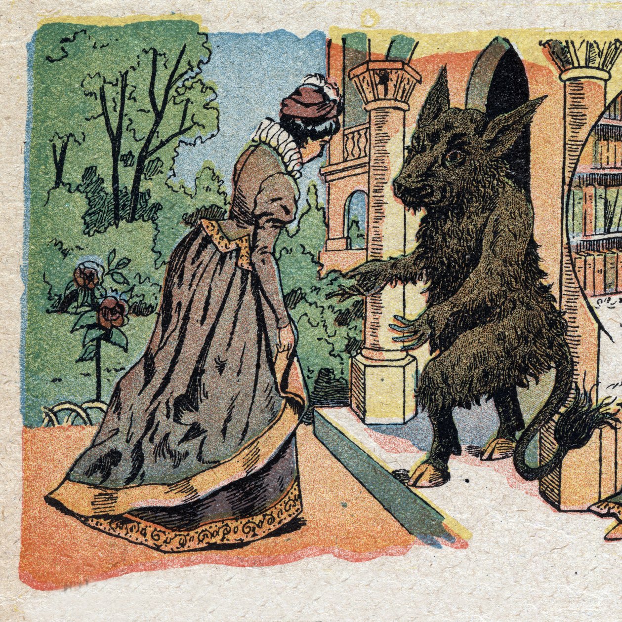 “La Belle et la Bete” masalının illüstrasyonu: Güzel, Bete
