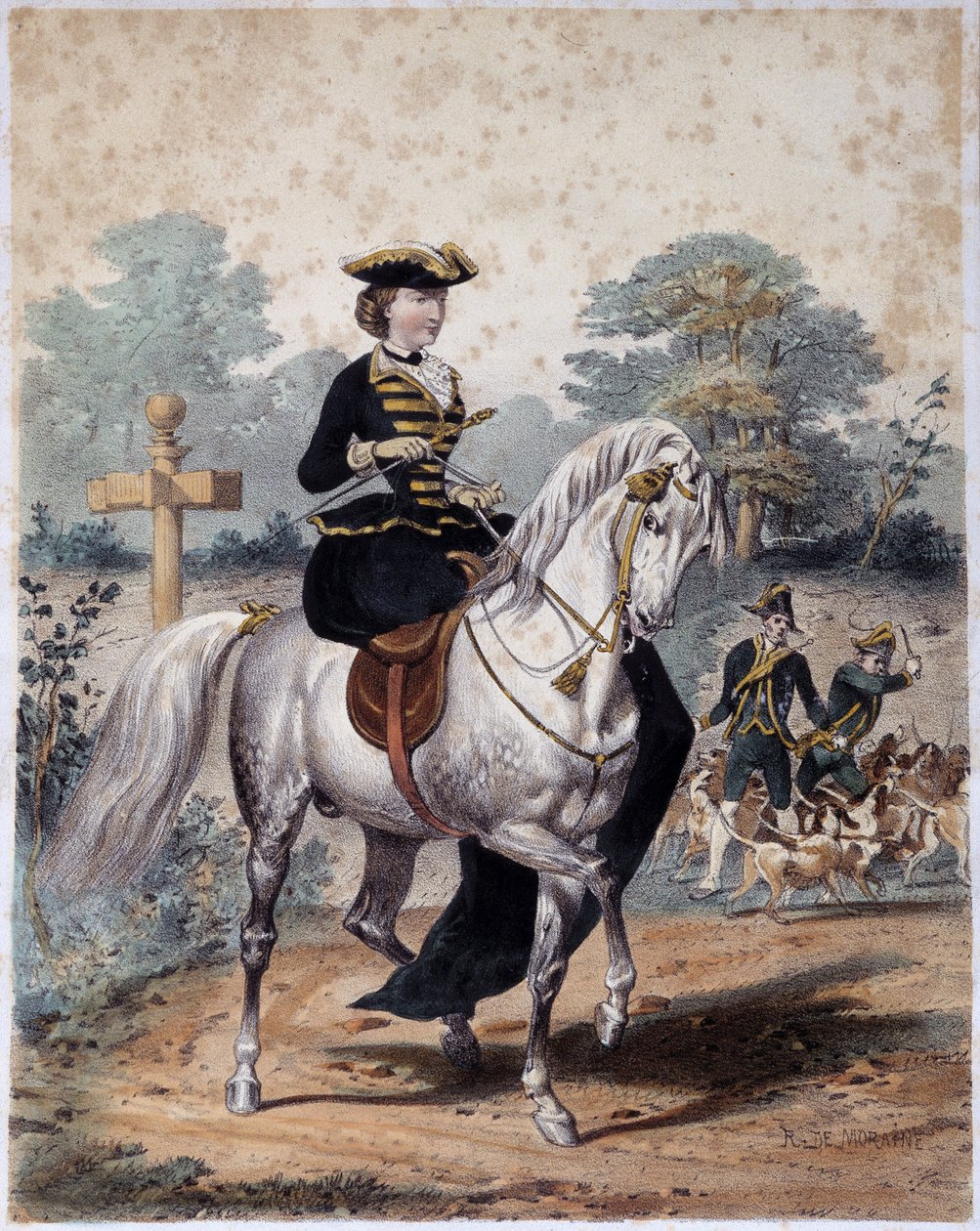 Imperatrice Eugenia av kıyafeti içinde. İsimsiz gravür, sd. 1860 by French School