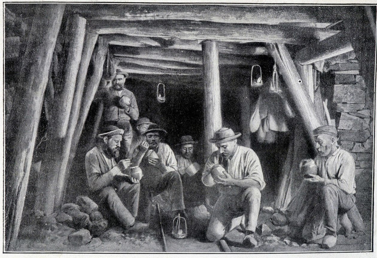 Madende: “çakmak”, madencilerin öğle yemeği, 19. yüzyıl sonu by French School