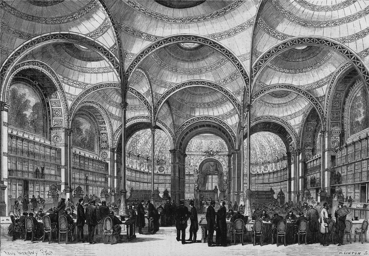 Mimar Pierre Francois Henri Labrouste (1801-1875) tarafından inşa edilen Paris İmparatorluk Kütüphanesi