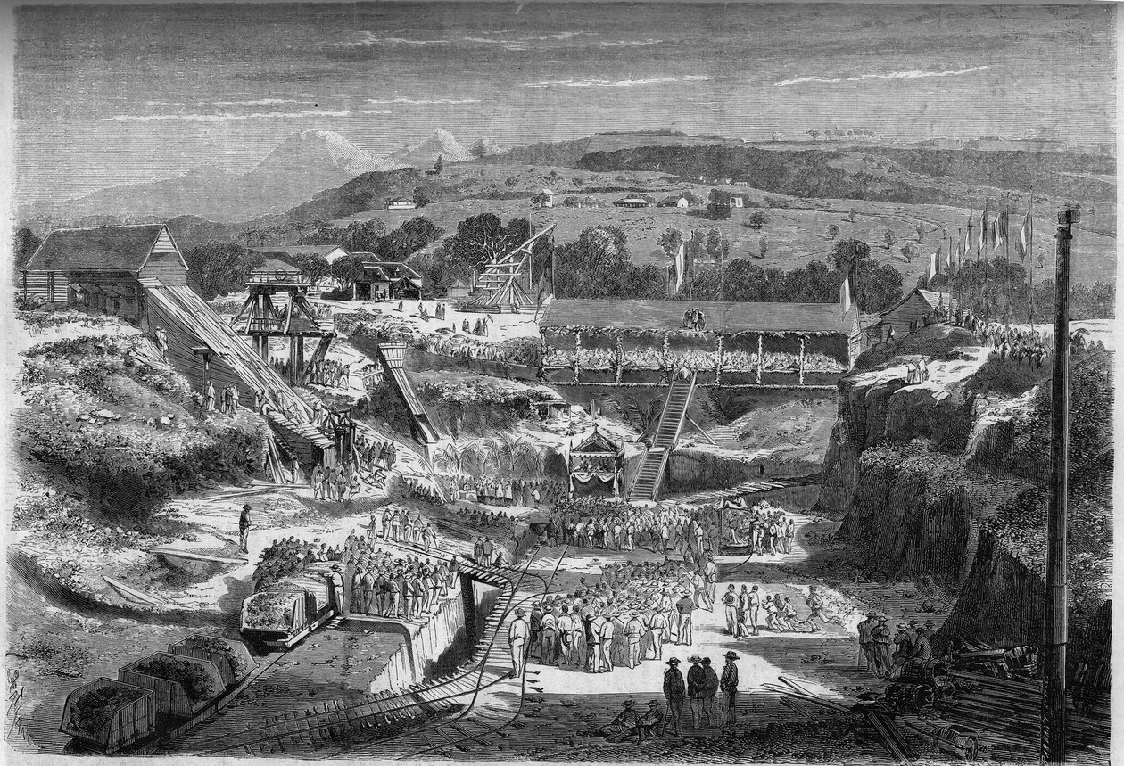 Bir tamir havuzunun ilk montajı (teknelerin inşası ve onarımı için kullanılır). Fort de France (Fort-de-France), Martinik by French School