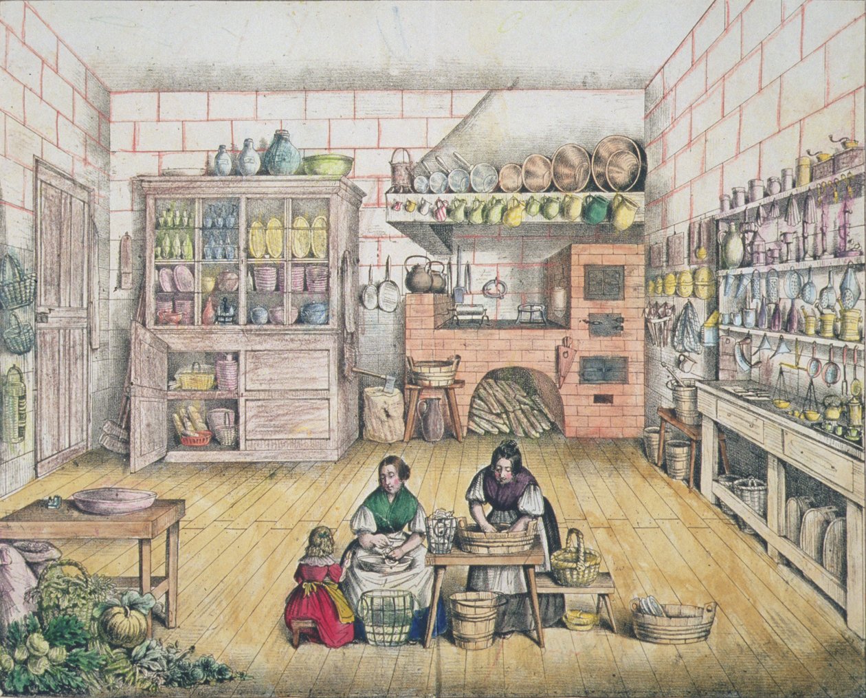 Bir Fransız kır mutfağının iç kısmı, 19. yüzyılın sonlarında by French School