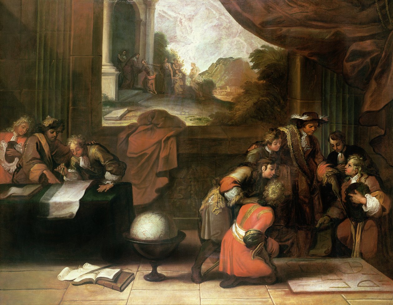 Coğrafyacıların ve Matematikçilerin Bulunduğu Bir Odanın İç Mekanı, c.1680-90 by French School