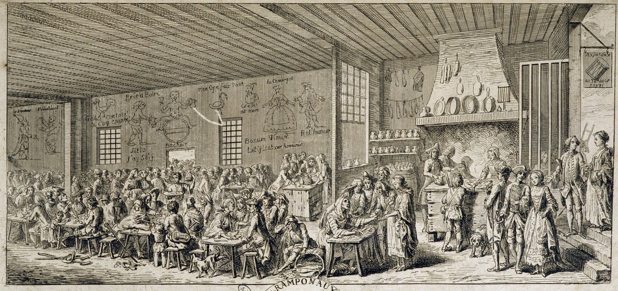 Bir kabarenin içi “” Ramponaux””, sd. 18. yüzyıl by French School