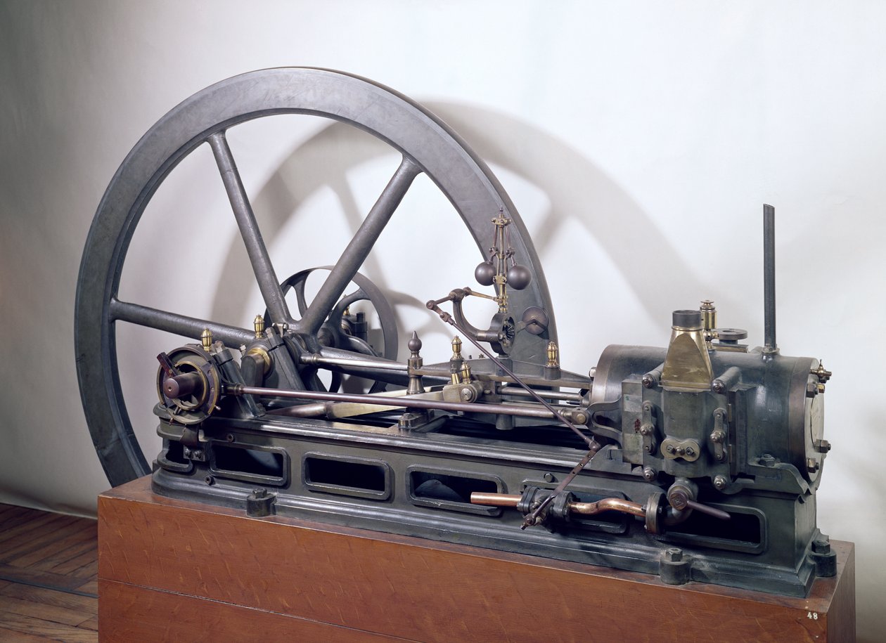 Etienne Lenoir (1822-1900) 1860 (metal) tarafından tasarlanan içten yanmalı motor by French School
