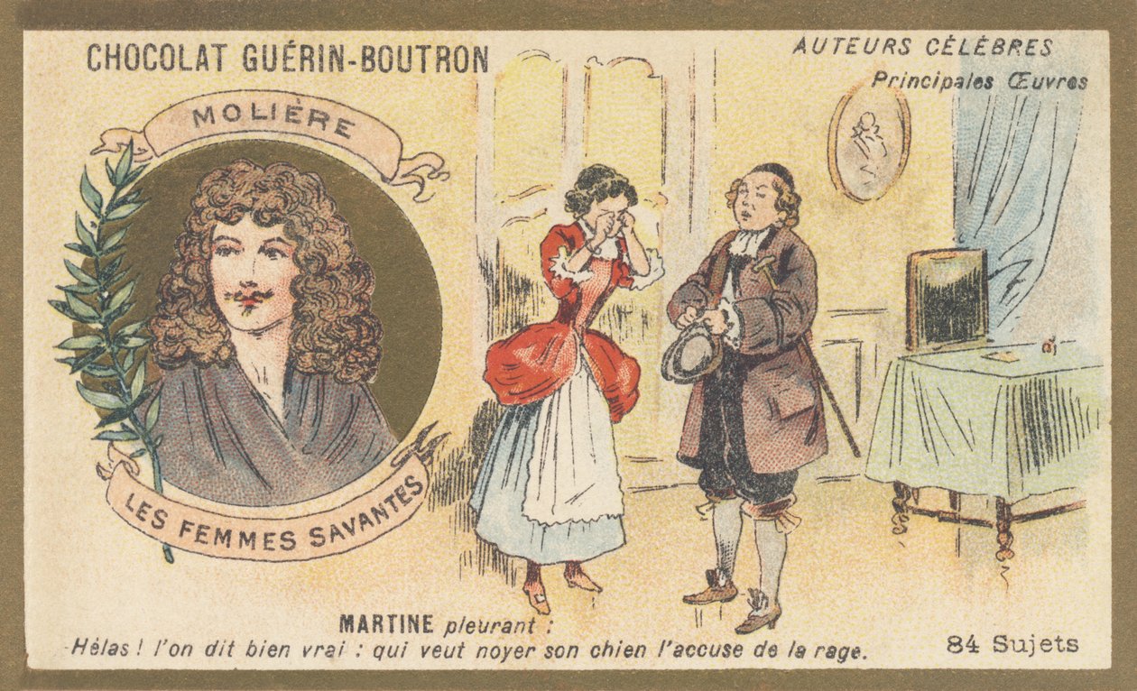 Jean-Baptiste Poquelin dit Moliere (1622-1673), Fransız komedyen ve oyun yazarı, “Les Femmes savantes”in yazarı (1672) by French School