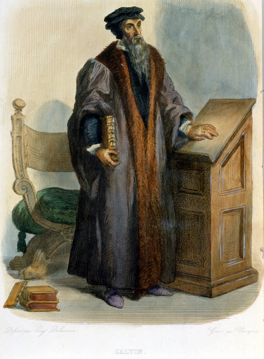 Jean Calvin (Jean Cauvin, Fransız reformcu ve yazar (1509-1564) - “Le Plutarque francais”te, Ed. Mennechet by French School