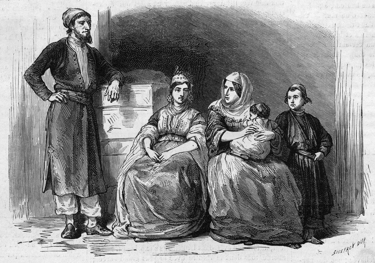 Fas'taki Tetouan (Tetuan) Yahudi nüfusu: Yahudi bir ailenin üyeleri by French School