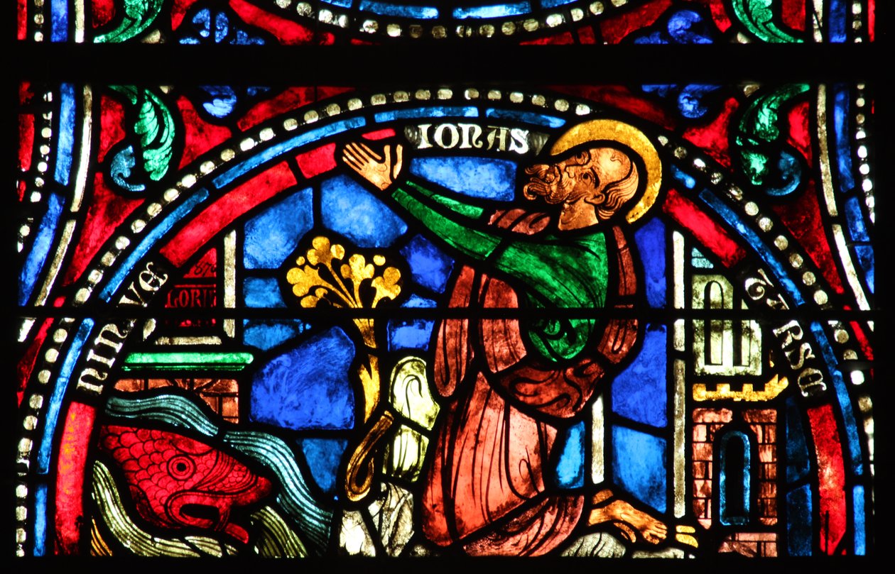 Jonas, Tarsus ve Nineveh şehrine girer (w37)(modern panel) by French School