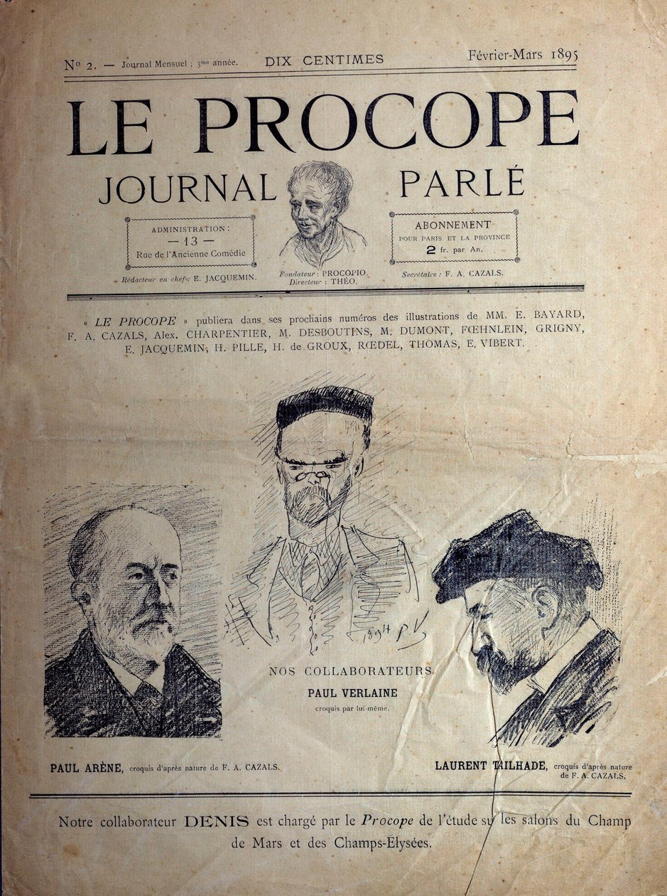 Journal du Proope, Paris kafesi, Şubat 1895: Fransız şairler Paul Verlaine, Paul Arene ve Laurent Tailhade