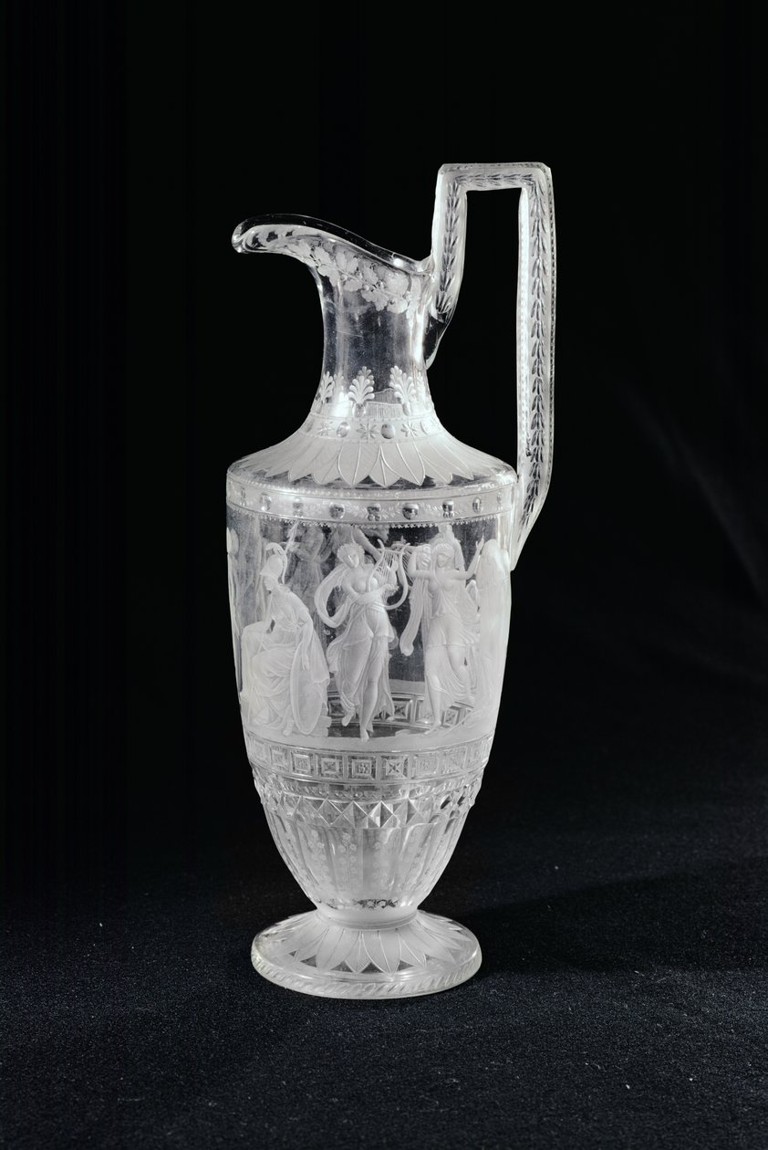 Bir dansçı ve bir lir çalan kişiyi tasvir eden sürahi (kristal) by French School
