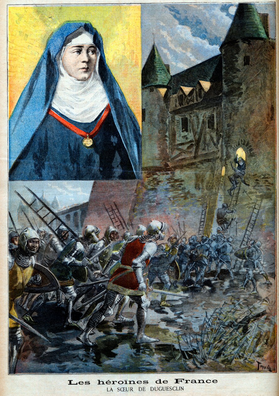 Julienne Duguesclin (1377-1404) Benedictine rahibe, 23 Temmuz 1894 tarihli “Le Petite Journal” illüstrasyonu (gravür) by French School