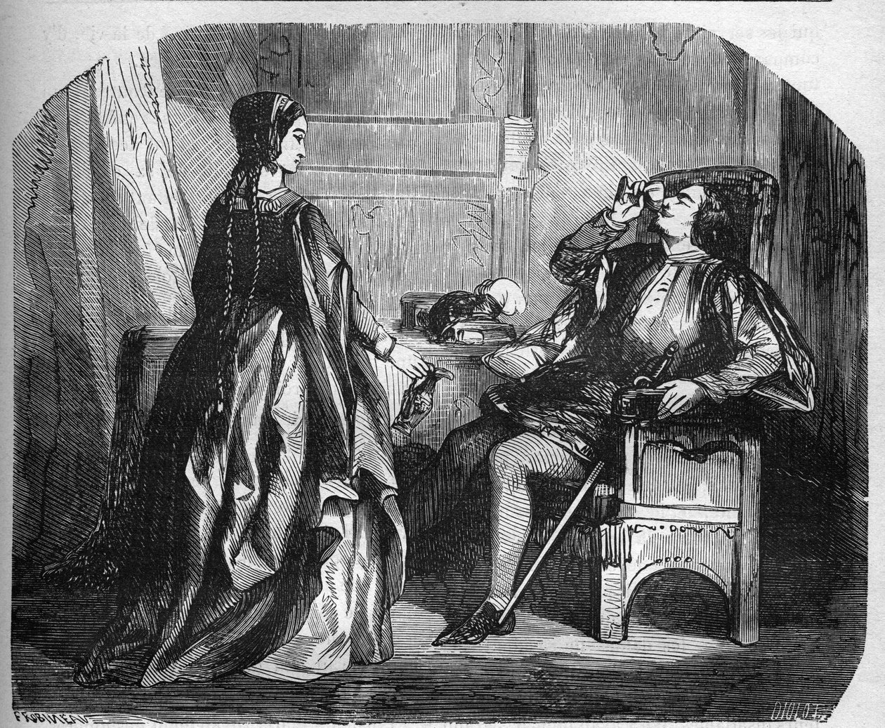 Charles the Good Aime olarak bilinen Fransa Kralı VI. “Antik çağlardan günümüze tüm dünya halkları arasında fuhuş ve sefahat tarihi” üzerine gravür by French School