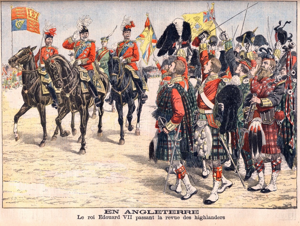 Kral Edward VII, Highland birliklerini gözden geçiriyor. İngiltere