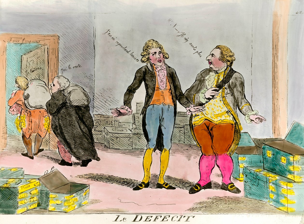 Kral Louis XVI ve mali açık “” artık orada değiller - biraz “” bıraktım. 18. yüzyılın gravürü. Özel koleksiyon. by French School