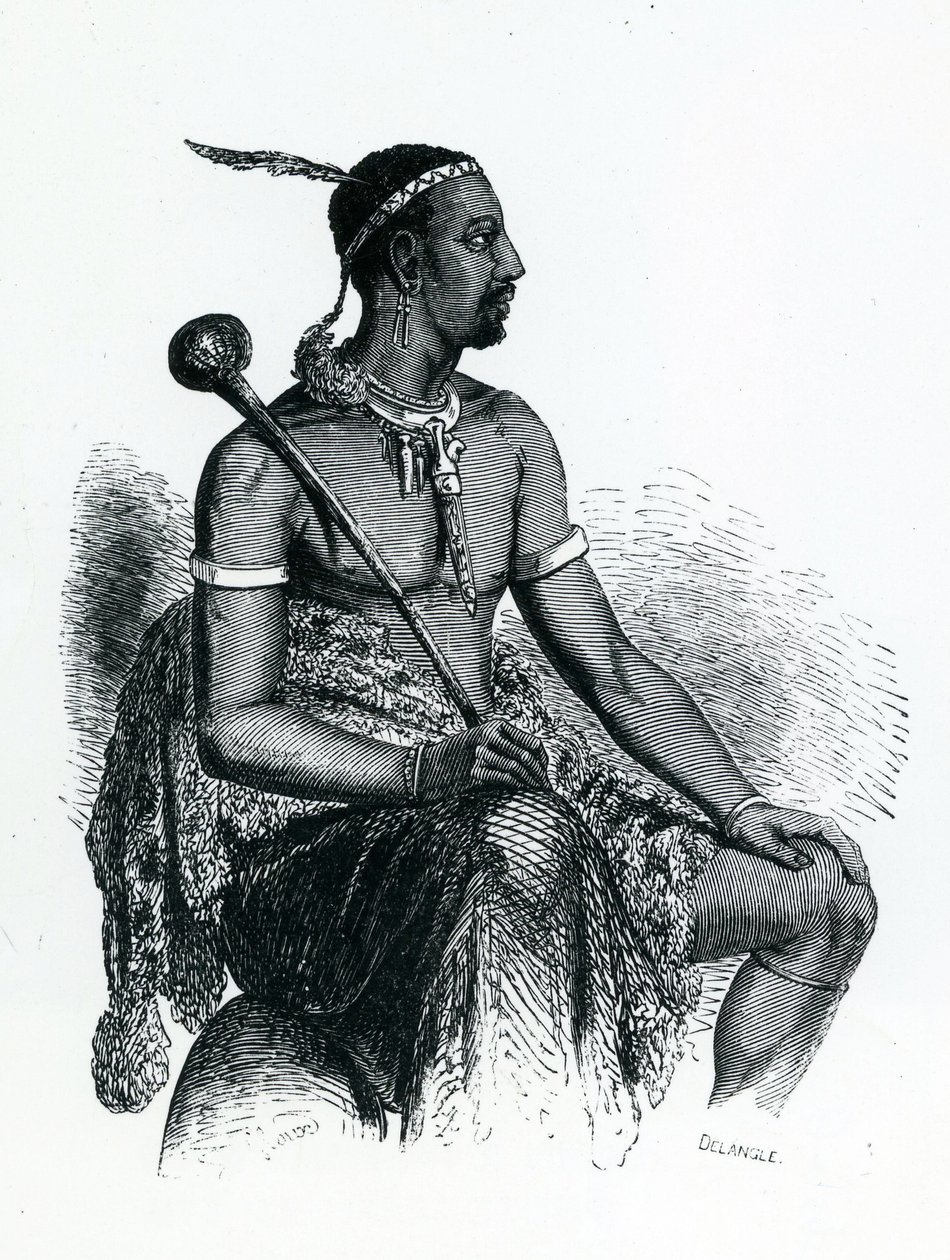 Kral Moshoeshoe I (c.1786-1870) 1833 (gravür) by French School