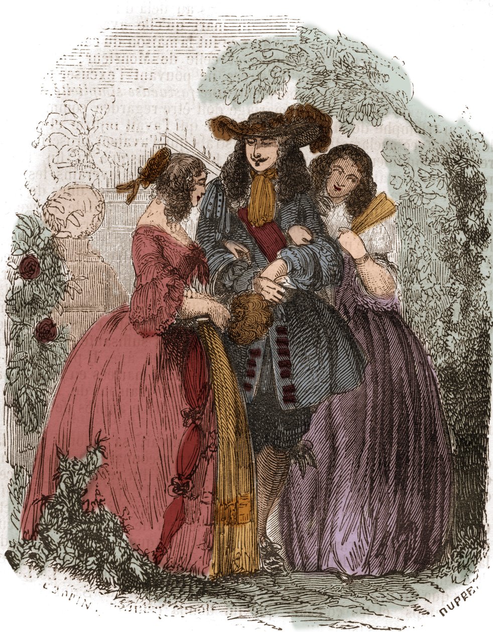 Fransa Kralı XIV. Louis (1638-1715), Hortense Mancini (1646-1699) ve kız kardeşi Marie Mancini (1639-1715) ile birlikte. Mazarin