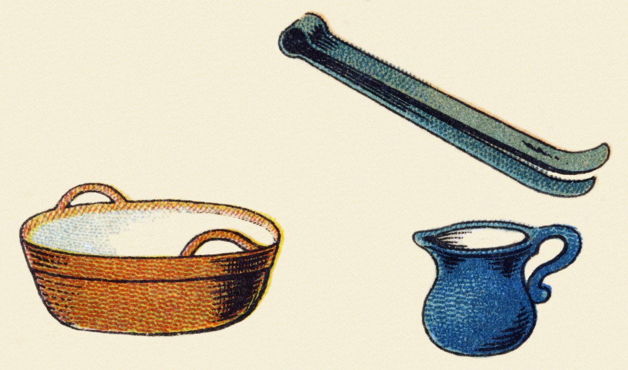 Mutfak gereci. "Vernikli tuval üzerine silinemez ABC" gravürü. A. Capendu, editör, Paris, 19. yüzyıl sonu. Resimli çocuk kitapçısı. 8 sayfa. Karartma: 21,5x18cm . by French School