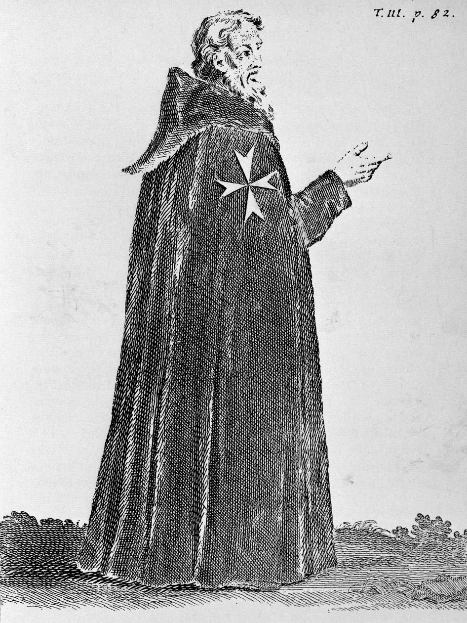 Knight Hospitaller, on dördüncü yüzyıla kadar giyilen orijinal alışkanlıkta by French School