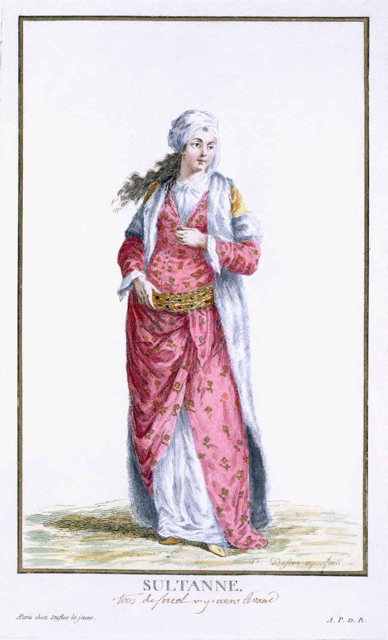 Kösem Sultan, (el boyaması gravür) by French School