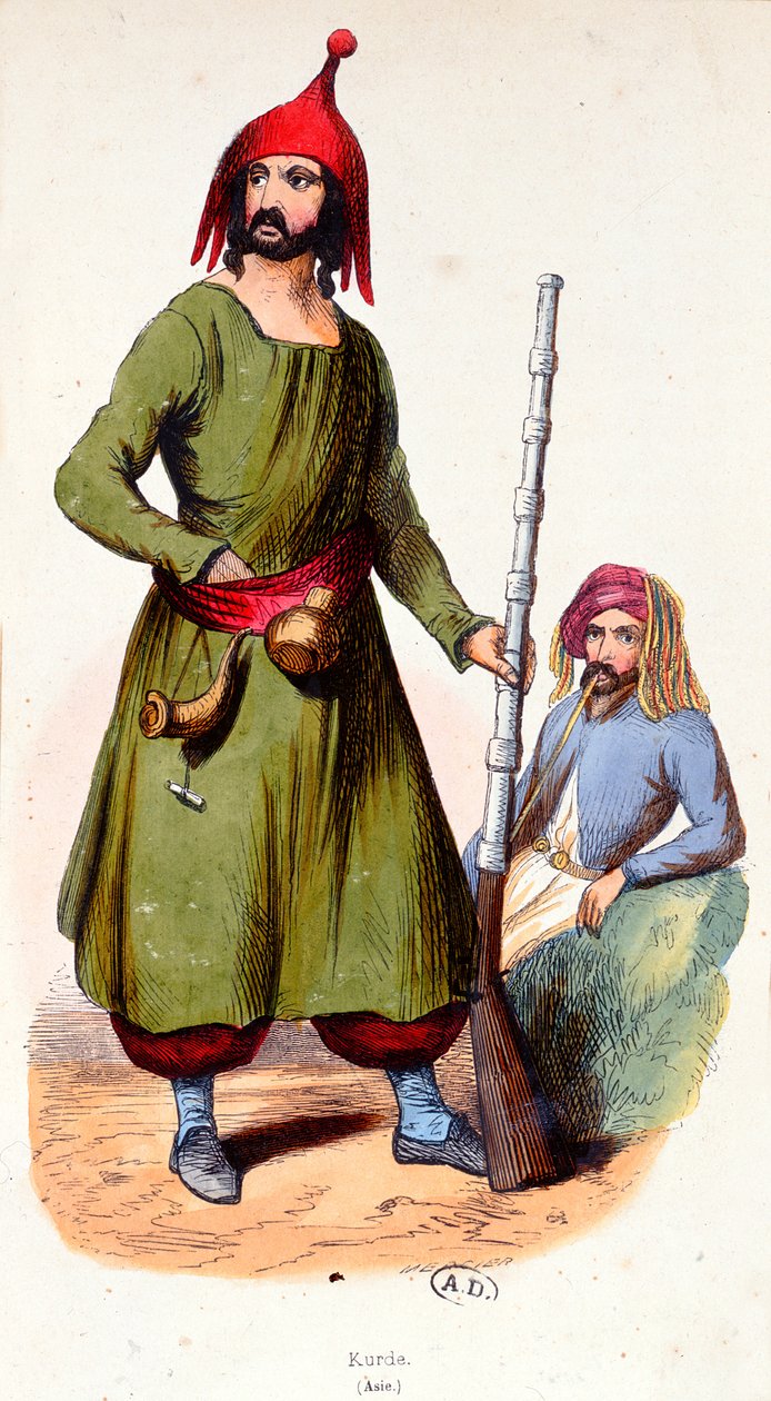 Kürt Savaşçıları, 1840 dolayları (renkli gravür) by French School