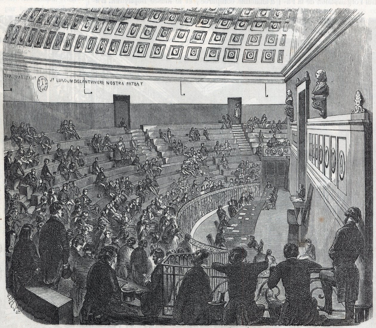 Paris Tıp Okulu - büyük amfitiyatro - Edmond Texier tarafından “Tableau-de-Paris”te Gravür 1852 by French School