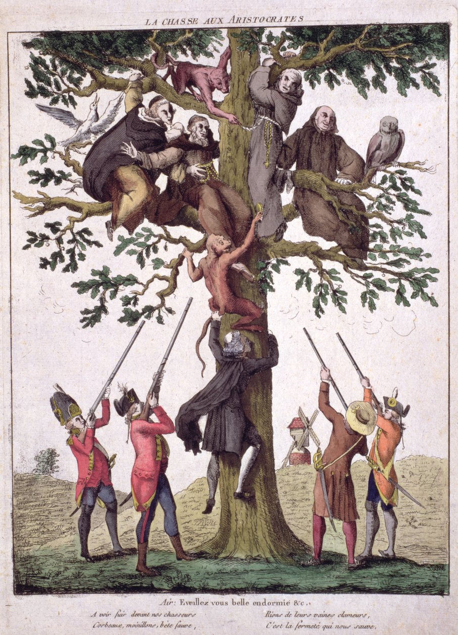 Aristokrat Avı, Kraliyet Karşıtı çizgi film, c.1792 by French School