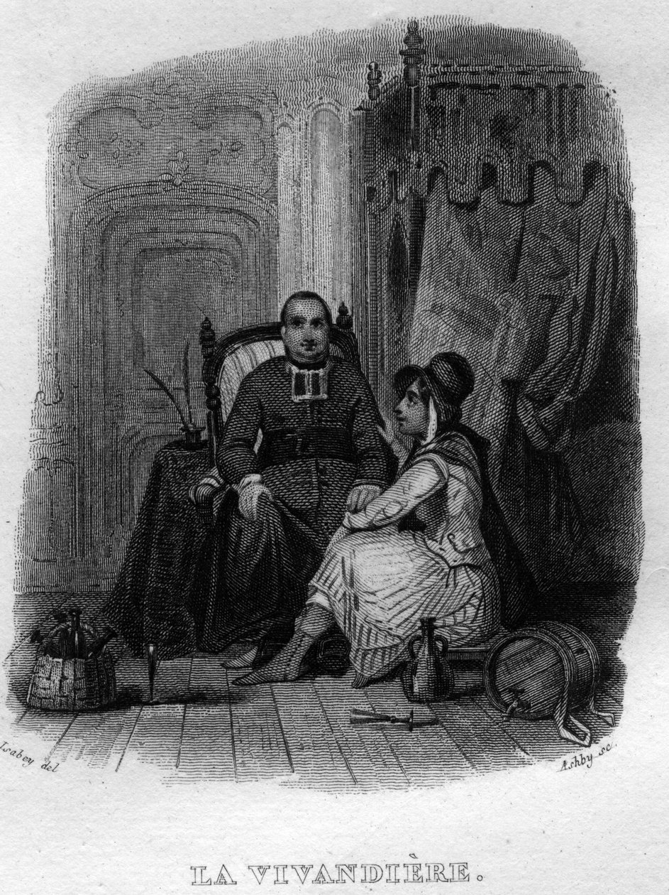 La vivandiere Chanson de Beranger, Fransız şair ve söz yazarı Pierre Jean de Beranger (1780-1857) tarafından “Oeuvres tamamlandı” (1834) içinde. by French School